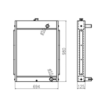 Water Tank Radiator for Hyundai Excavator R200-3