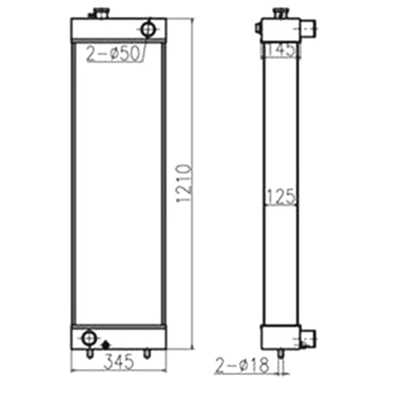 Water Tank Radiator K9001934 202-00151B for Doosan Excavator DX420 DX480 DX520